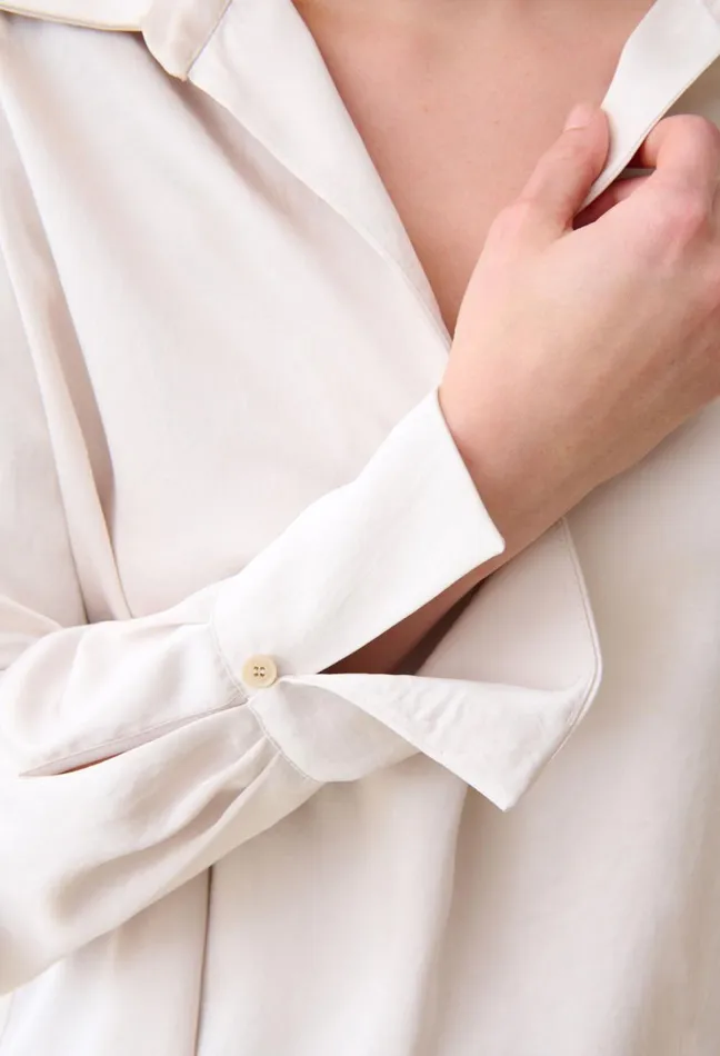 Claudie Pierlot Floaty Pleated Blouse Ice Beige Women Tops And Shirts