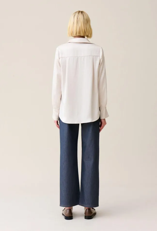 Claudie Pierlot Floaty Pleated Blouse Ice Beige Women Tops And Shirts