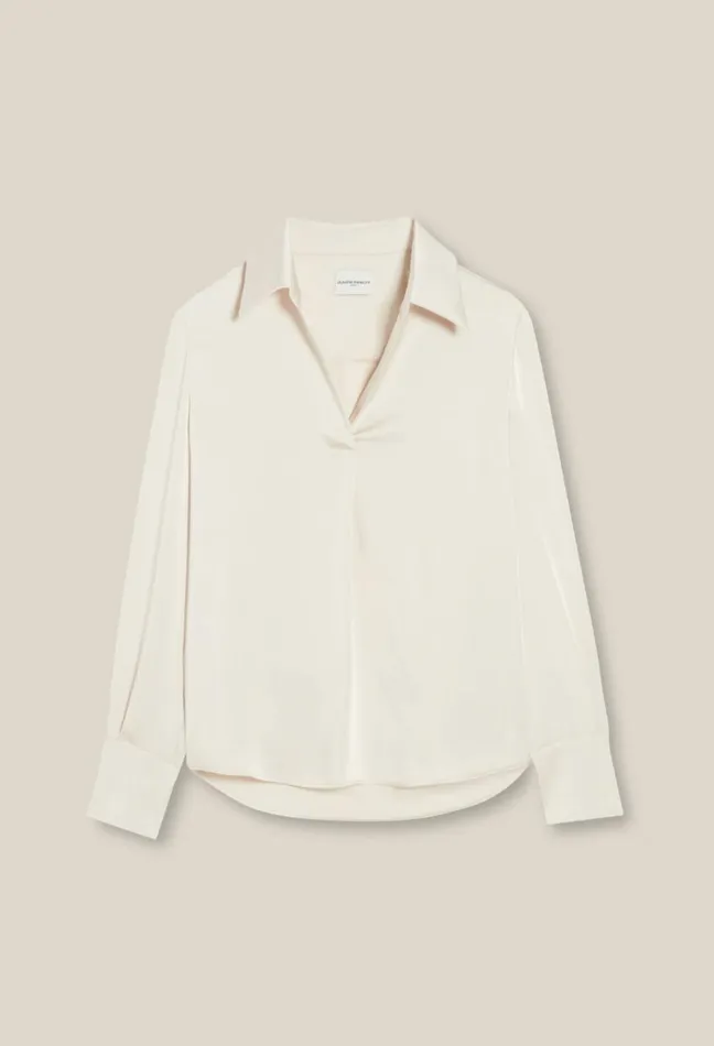 Claudie Pierlot Floaty Pleated Blouse Ice Beige Women Tops And Shirts