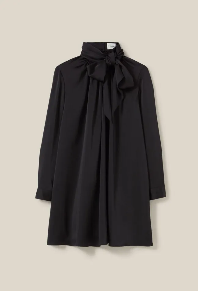 Claudie Pierlot Flowing Dress With Black Bow Collar Women Dresses