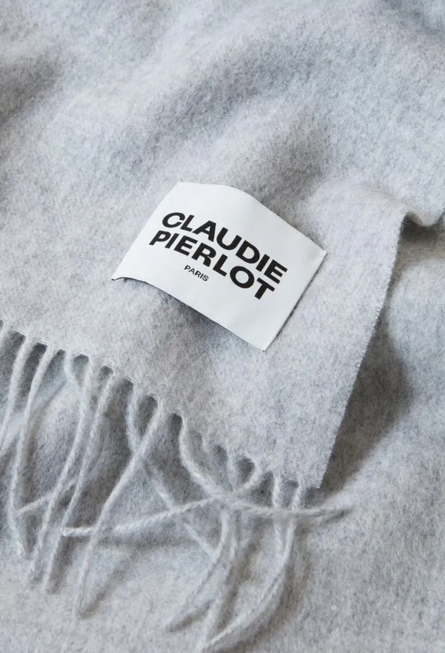 Claudie Pierlot Fringed Scarf Mottled Grey Women Scarves Hats And Gloves