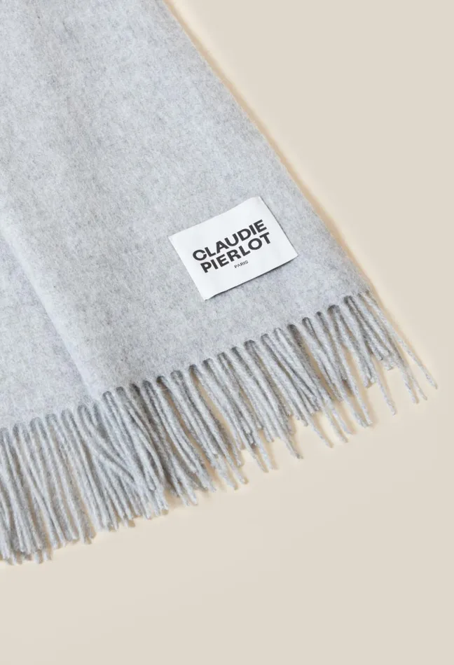 Claudie Pierlot Fringed Scarf Mottled Grey Women Scarves Hats And Gloves