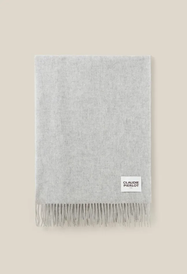 Claudie Pierlot Fringed Scarf Mottled Grey Women Scarves Hats And Gloves