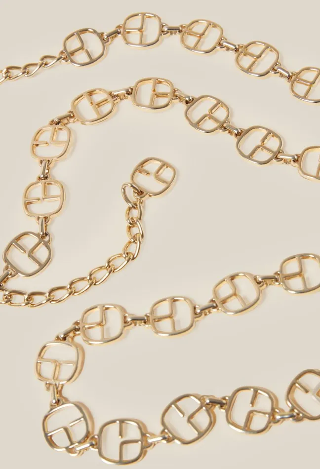 Claudie Pierlot Gold Chain Belt With Cp Monogram Women Belts Claudie Pierlot Gold Chain Belt With Cp Monogram Women Belts