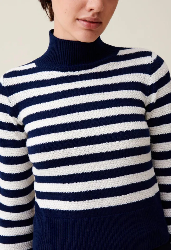 Claudie Pierlot HighNeck Striped Jumper Dualcolor Women Knitwear And Cardigans
