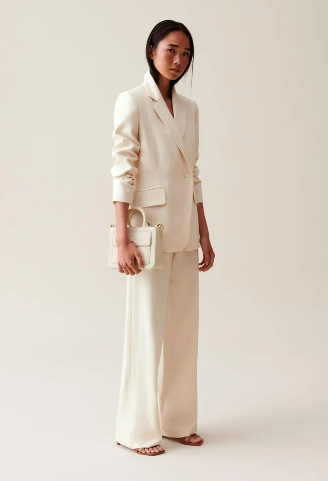 Claudie Pierlot Ivory Tailored Jacket Women Blazers Claudie Pierlot Ivory Tailored Jacket Women Blazers