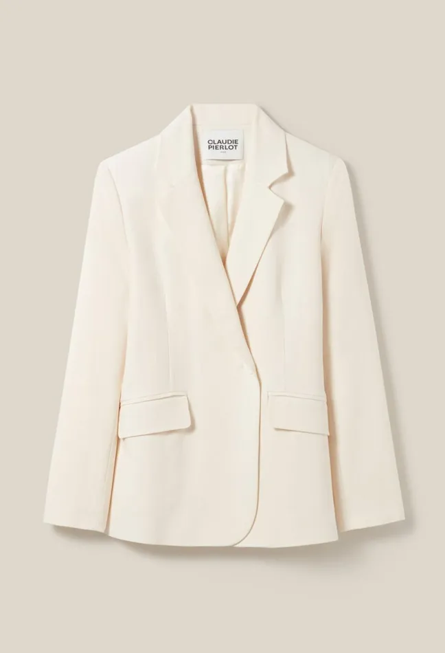 Claudie Pierlot Ivory Tailored Jacket Women Blazers Claudie Pierlot Ivory Tailored Jacket Women Blazers