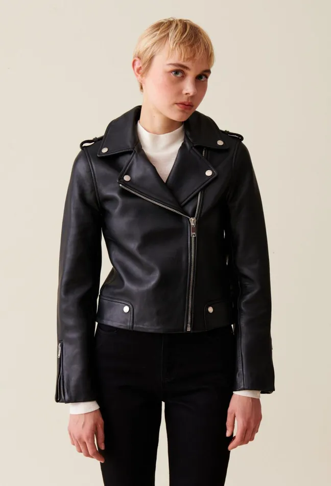 Claudie Pierlot Leather Jacket Black Women Jackets