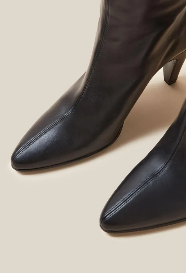 Claudie Pierlot Leather KneeHigh Boots Black Women Ankle Boots Claudie Pierlot Leather KneeHigh Boots Black Women Ankle Boots
