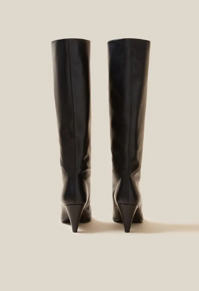 Claudie Pierlot Leather KneeHigh Boots Black Women Ankle Boots Claudie Pierlot Leather KneeHigh Boots Black Women Ankle Boots