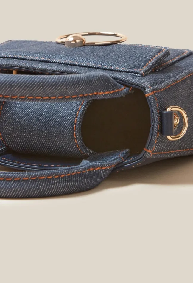 Claudie Pierlot Mini Anouck Denim Chain Bag Navy Women Crossbody Bags Claudie Pierlot Mini Anouck Denim Chain Bag Navy Women Crossbody Bags