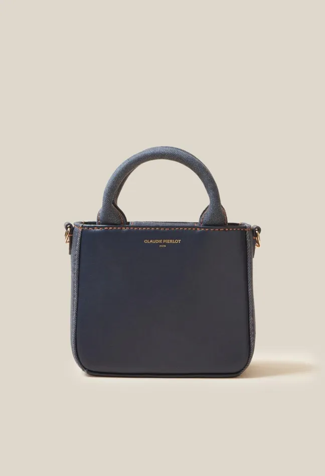 Claudie Pierlot Mini Anouck Denim Chain Bag Navy Women Crossbody Bags Claudie Pierlot Mini Anouck Denim Chain Bag Navy Women Crossbody Bags