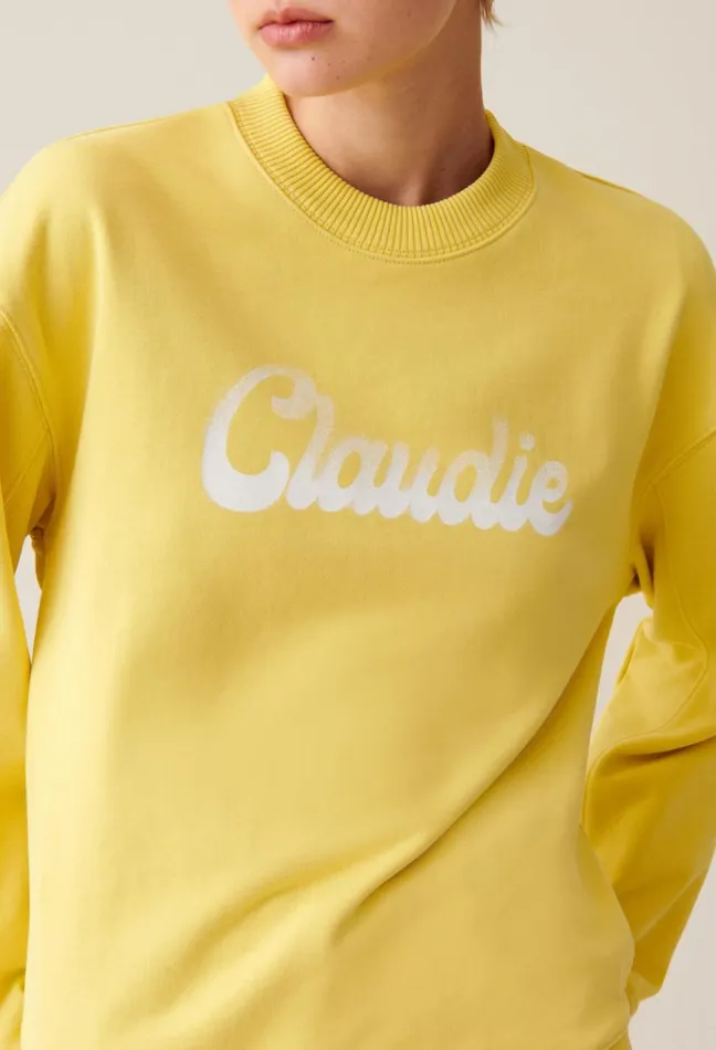 Claudie Pierlot Oversized Claudie Print Sweatshirt Yellow Women Knitwear And Cardigans