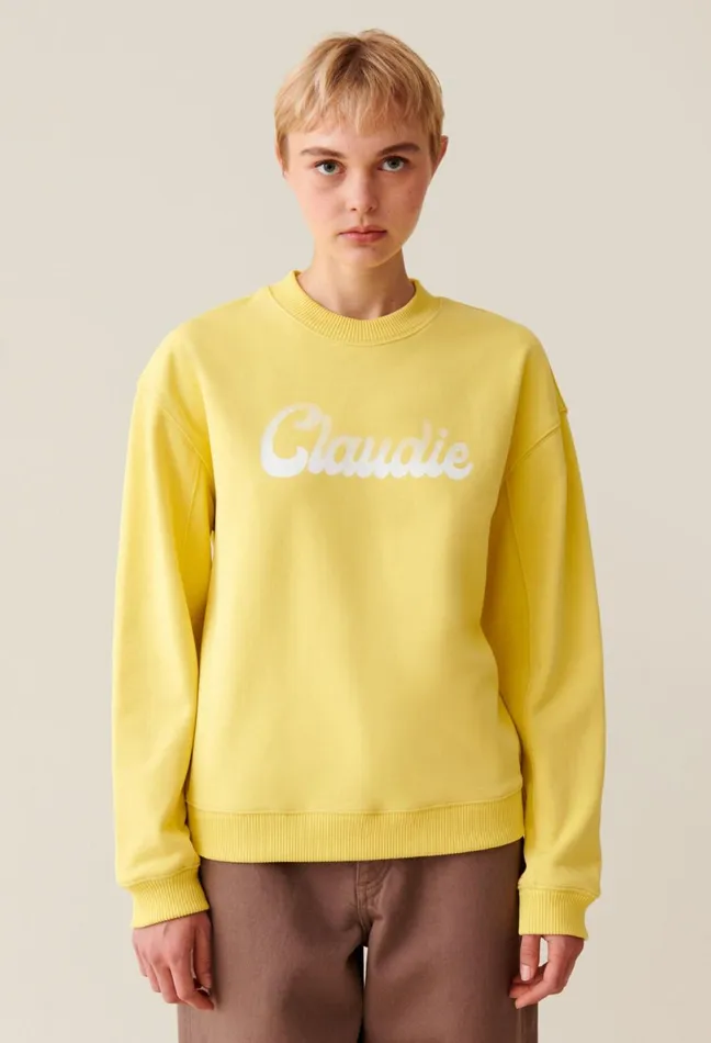 Claudie Pierlot Oversized Claudie Print Sweatshirt Yellow Women Knitwear And Cardigans