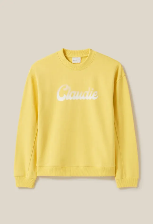 Claudie Pierlot Oversized Claudie Print Sweatshirt Yellow Women Knitwear And Cardigans
