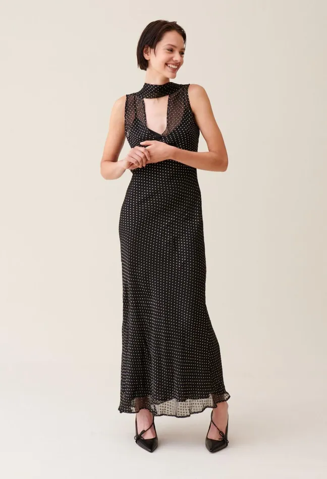 Claudie Pierlot Sheer PolkaDot Maxi Dress Dualcolor Women Dresses