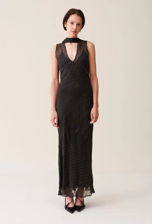 Claudie Pierlot Sheer PolkaDot Maxi Dress Dualcolor Women Dresses