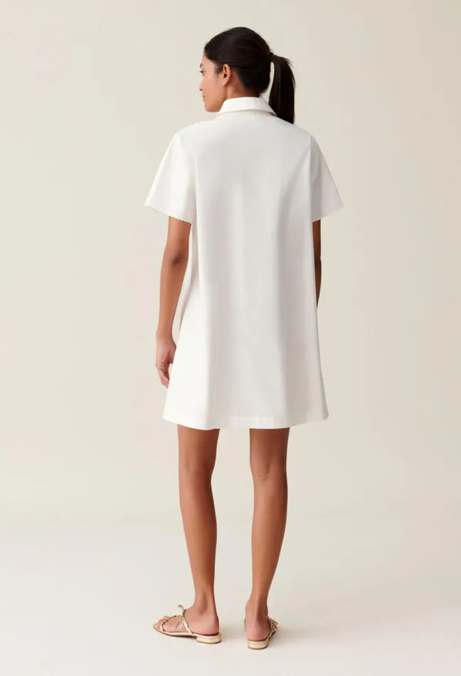 Claudie Pierlot Short Embroidered White Shirt Dress Women Dresses
