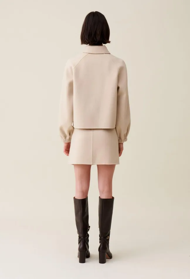 Claudie Pierlot Short Shirt Collar Jacket Beige Women Jackets Claudie Pierlot Short Shirt Collar Jacket Beige Women Jackets