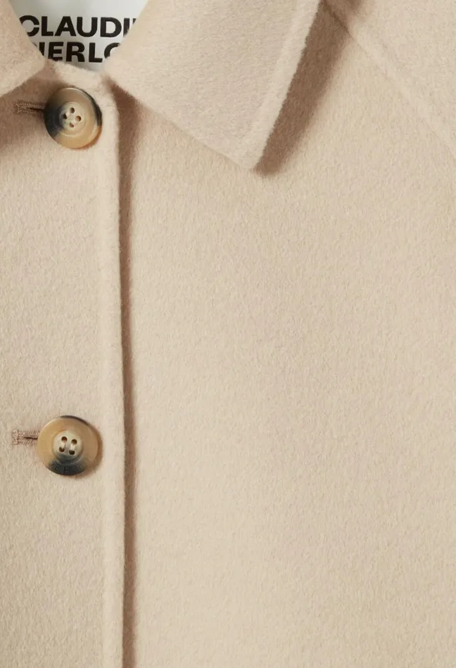 Claudie Pierlot Short Shirt Collar Jacket Beige Women Jackets Claudie Pierlot Short Shirt Collar Jacket Beige Women Jackets