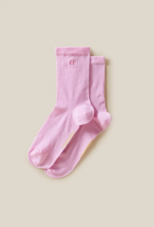 Claudie Pierlot Sock With Cp Monogram Embroidery Pink Women Socks