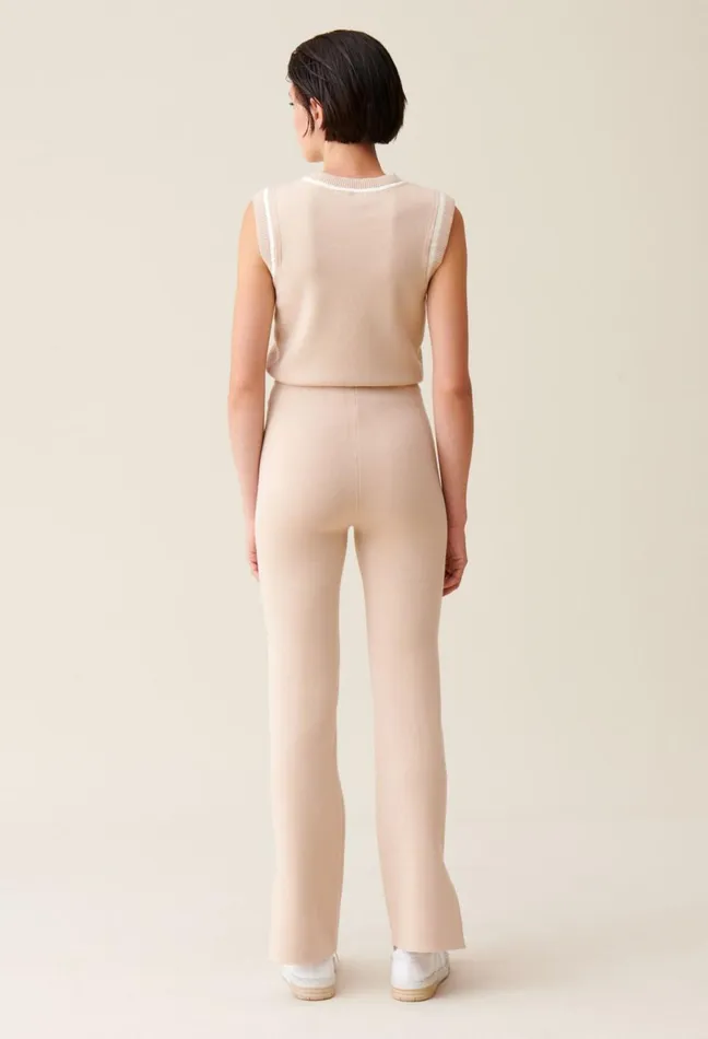 Claudie Pierlot Straight Cut Trousers Slits Light Beige Women Jeans And Trousers
