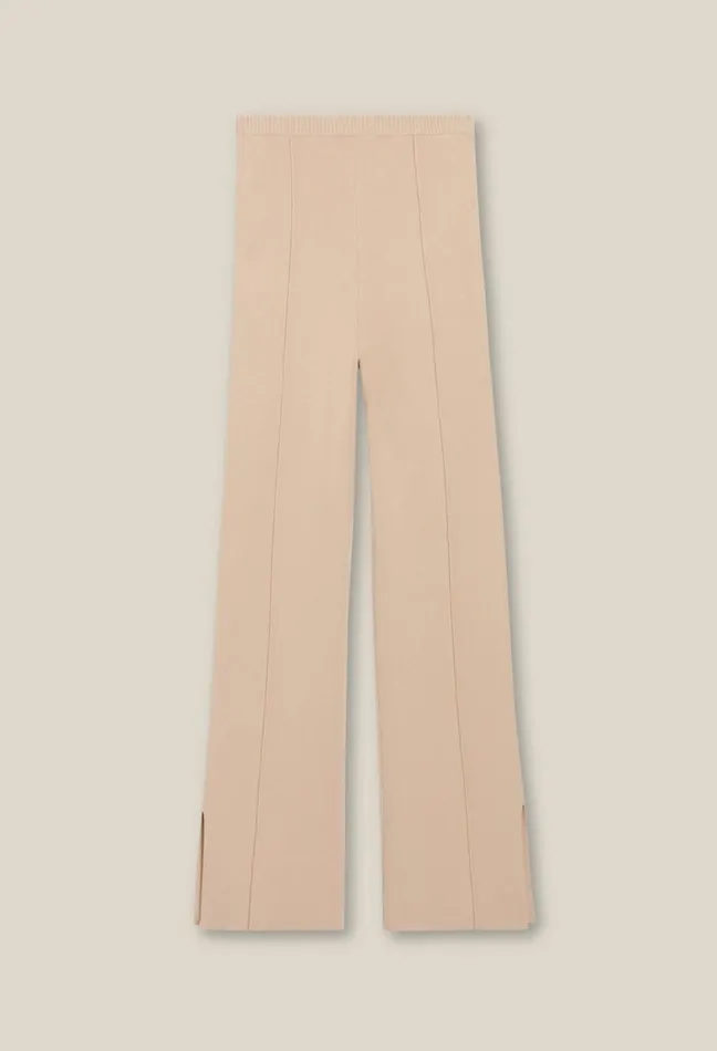 Claudie Pierlot Straight Cut Trousers Slits Light Beige Women Jeans And Trousers