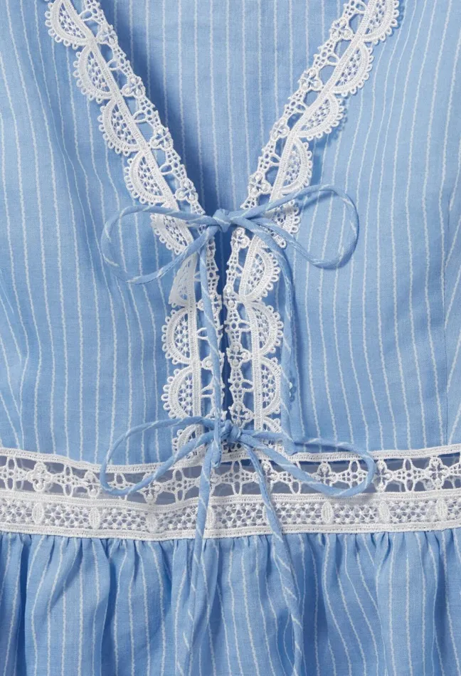Claudie Pierlot Striped Ruffle Top Lace Detailing Dualcolor Women Tops And Shirts