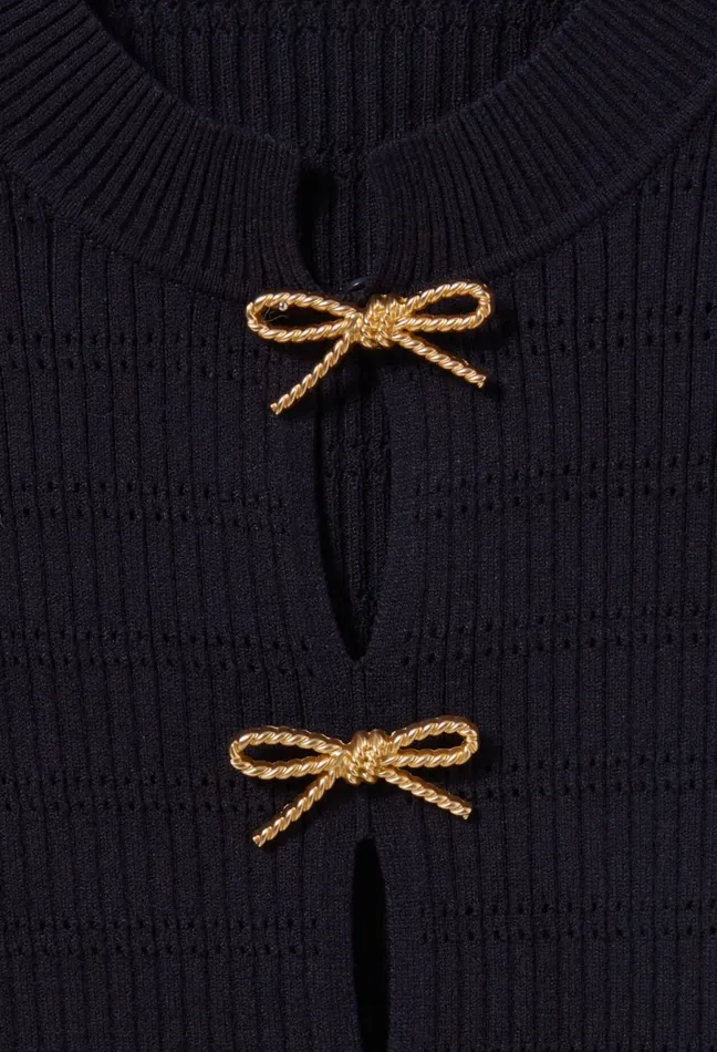 Claudie Pierlot Thin Knit Jumper With Bows Navy Women Knitwear And Cardigans