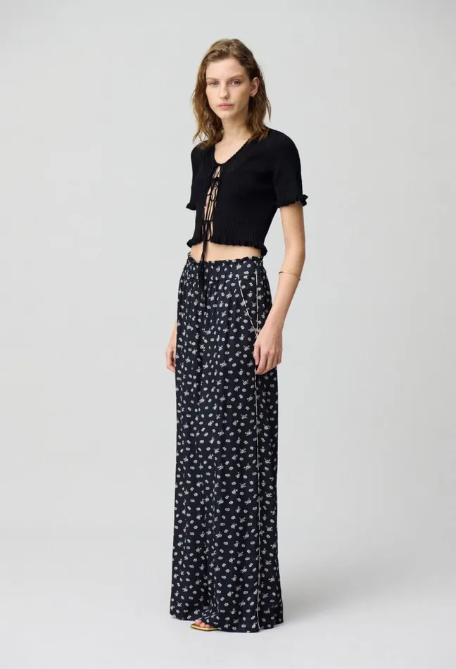 Claudie Pierlot WideLeg Fluid Print Trousers Dark Print Women Jeans And Trousers Claudie Pierlot WideLeg Fluid Print Trousers Dark Print Women Jeans And Trousers