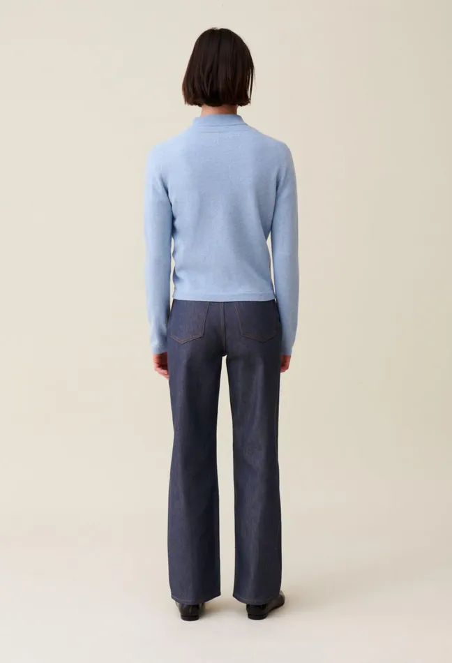 Claudie Pierlot Wool Cardigan W Cp Embroidery Sky Blue Women Knitwear And Cardigans
