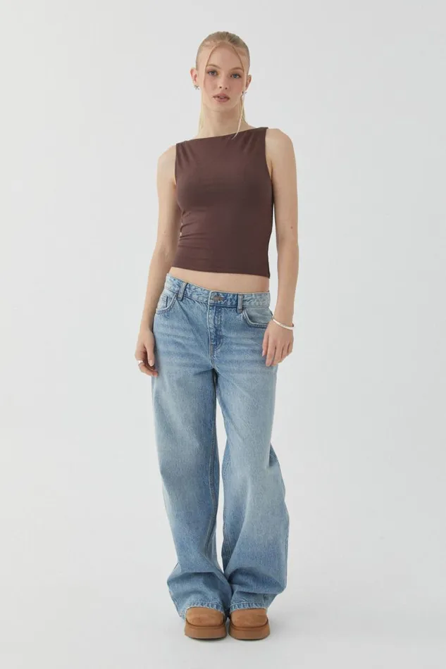 Clothing Supr Going Out Tops Soft Boat Neck Top Espresso Brown