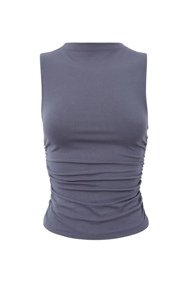 Clothing Supr Going Out Tops Soft Ruched Tank Iron Grey