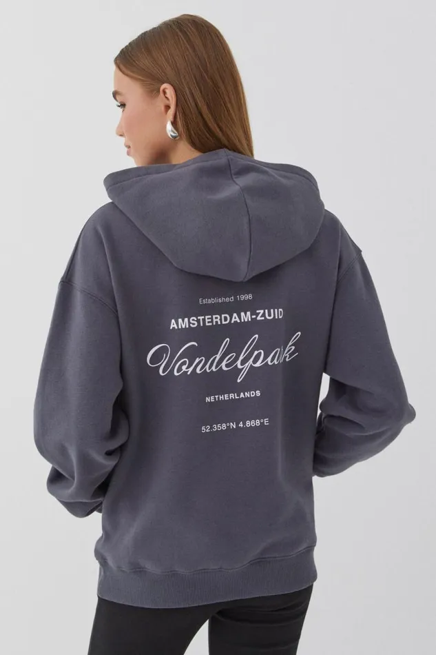 Clothing Supr Hoodies and Trackies Paige Oversized Printed Hoodie Navy Smokevondel Park
