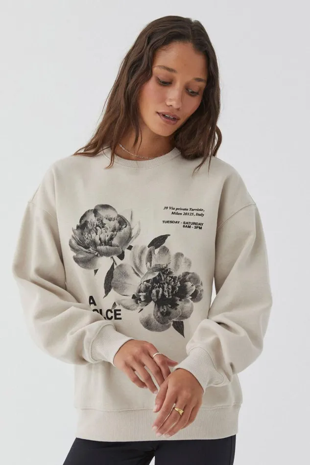 Clothing Supr Hoodies and Trackies Winnie Oversized Crew Neck Jumper Canvas Beigela Dolce Vita Clothing Supr Hoodies and Trackies Winnie Oversized Crew Neck Jumper Canvas Beigela Dolce Vita