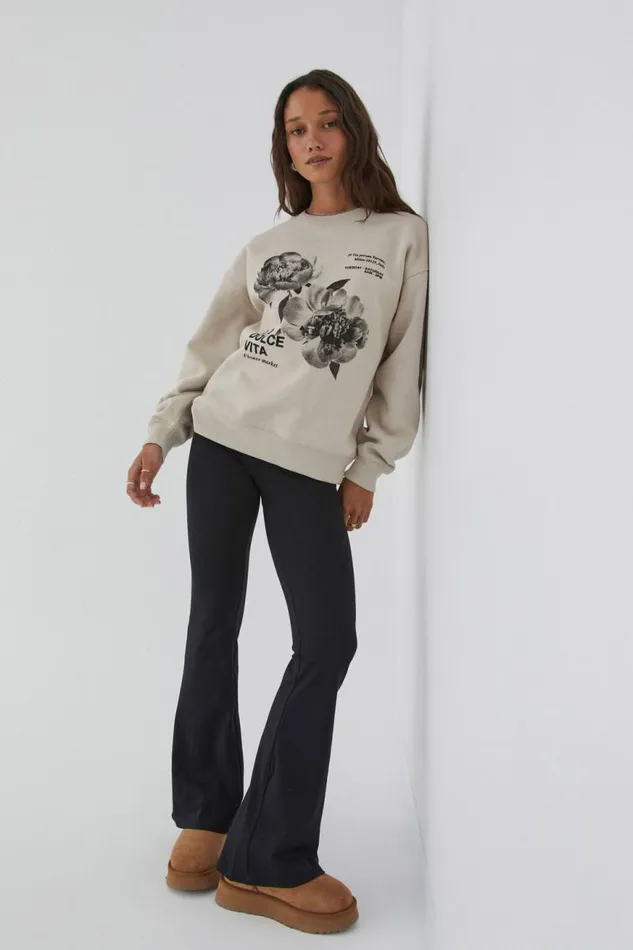Clothing Supr Hoodies and Trackies Winnie Oversized Crew Neck Jumper Canvas Beigela Dolce Vita Clothing Supr Hoodies and Trackies Winnie Oversized Crew Neck Jumper Canvas Beigela Dolce Vita