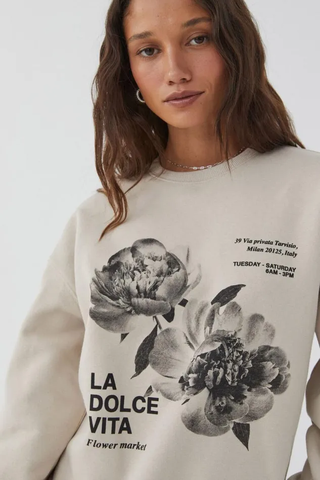 Clothing Supr Hoodies and Trackies Winnie Oversized Crew Neck Jumper Canvas Beigela Dolce Vita Clothing Supr Hoodies and Trackies Winnie Oversized Crew Neck Jumper Canvas Beigela Dolce Vita