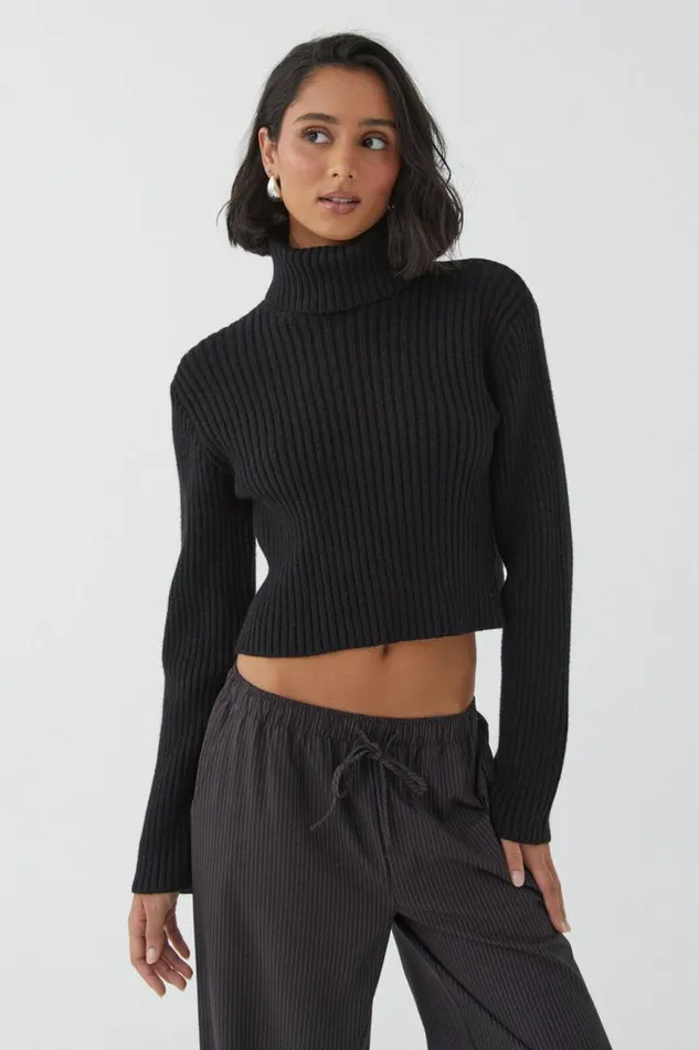 Clothing Supr Knitwear Wren Roll Neck Knit Jumper Black