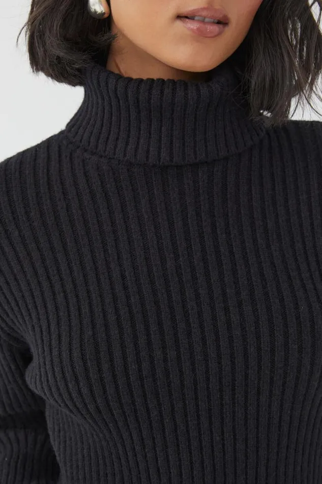 Clothing Supr Knitwear Wren Roll Neck Knit Jumper Black