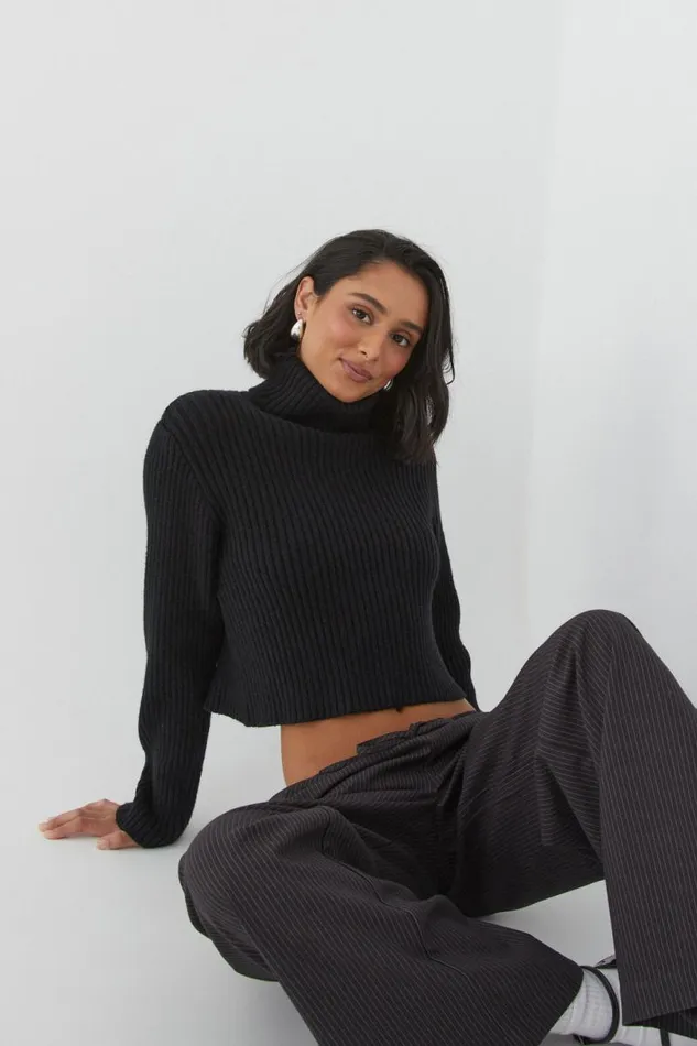 Clothing Supr Knitwear Wren Roll Neck Knit Jumper Black