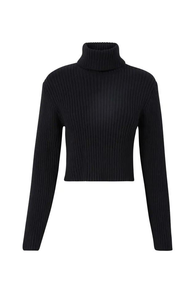 Clothing Supr Knitwear Wren Roll Neck Knit Jumper Black