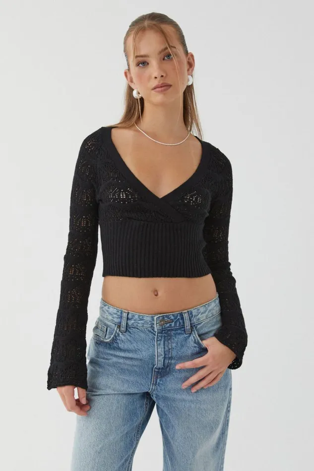 Clothing Supr Knitwear Zahra Cross Over Knit Black