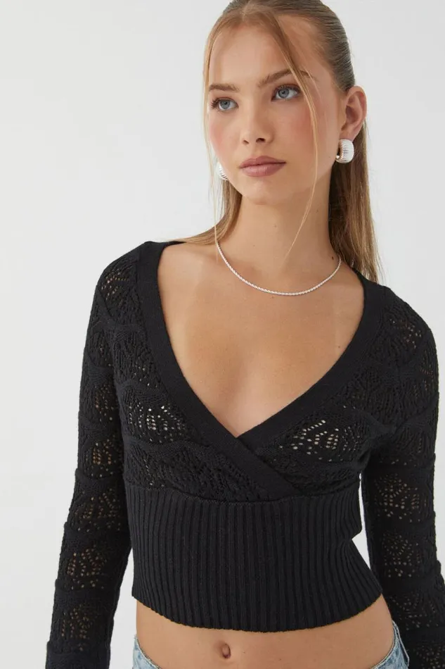 Clothing Supr Knitwear Zahra Cross Over Knit Black
