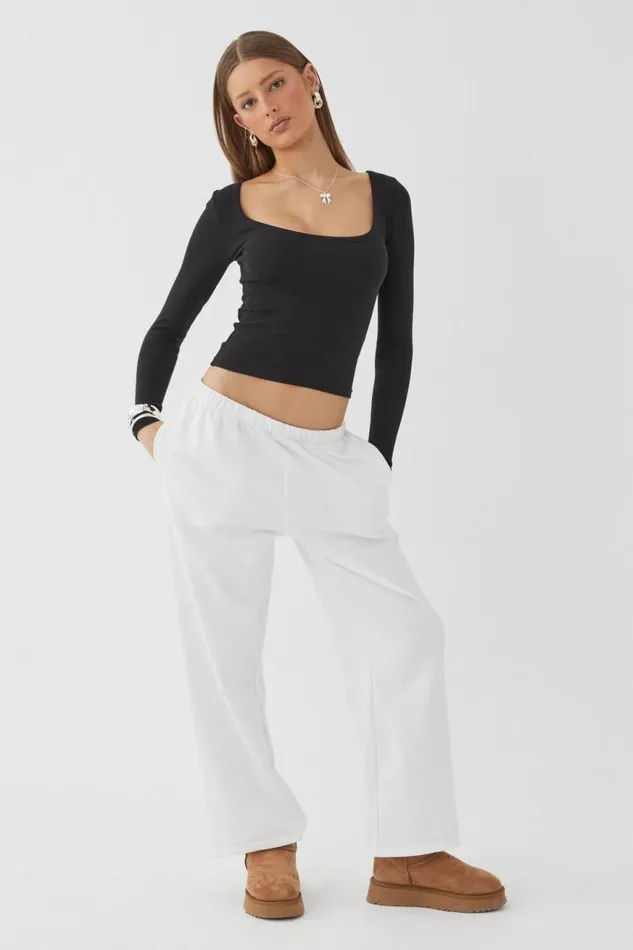 Clothing Supr Long Sleeve Tops Riri Scoop Neck Long Sleeve Top Black