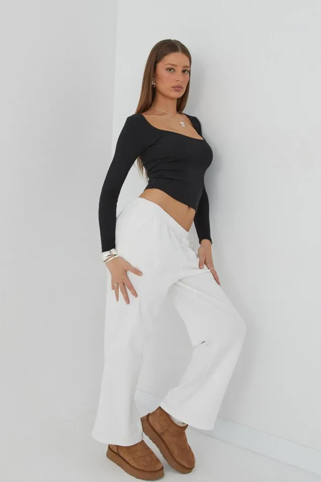 Clothing Supr Long Sleeve Tops Riri Scoop Neck Long Sleeve Top Black
