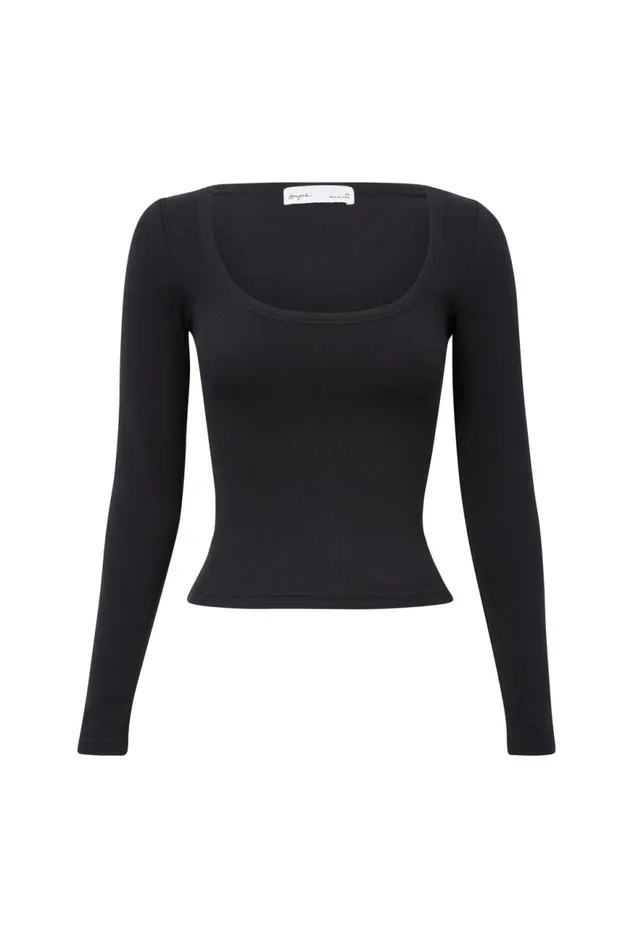 Clothing Supr Long Sleeve Tops Riri Scoop Neck Long Sleeve Top Black
