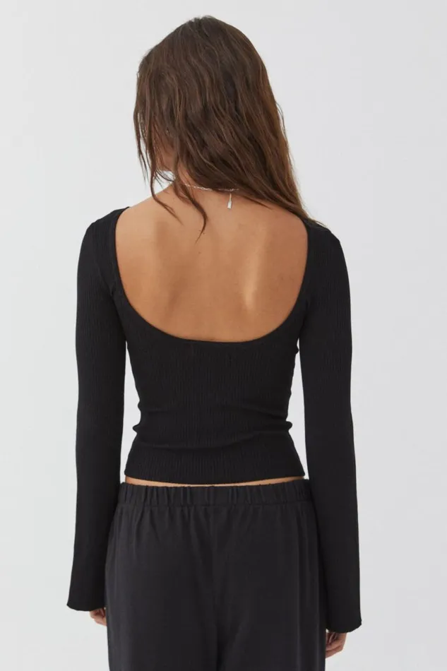 Clothing Supr Long Sleeve Tops Tina Backless Top Black
