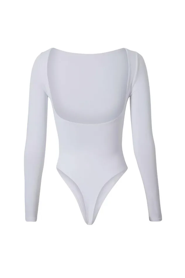 Clothing Supr Luxe Essentials Luxe Backless Long Sleeve Bodysuit White