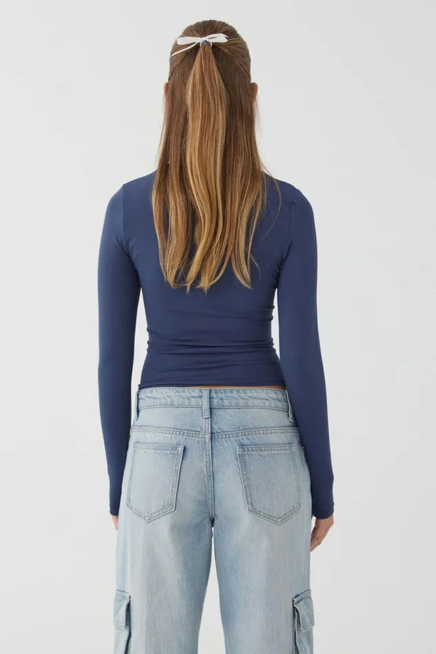 Clothing Supr Luxe Essentials Luxe Long Sleeve Longline Tee Oxford Navy