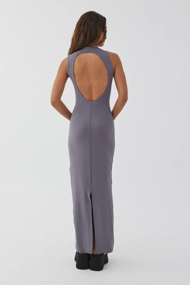 Clothing Supr Luxe Essentials Luxe Open Back Maxi Dress Iron Grey